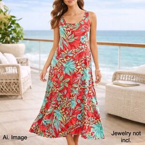 Soft Surroundings Maxi Dress Floral Multicolor Cottagecore Boho Travel Feminine